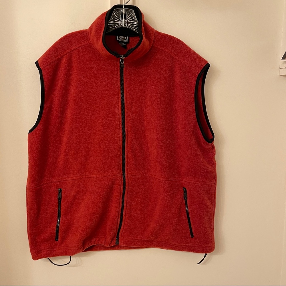 Ouray Sportswear Mens Fleece Vest Sz XXL Red with Black Trim Zip Up Pockets